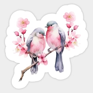 Birds on a Cherry Branch Sticker